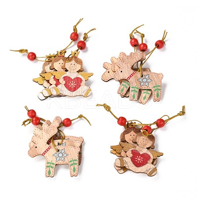 Christmas Theme Wood Big Pendant Decorations HJEW-F011-04-1