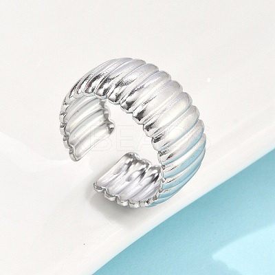 304 Stainless Steel Open Cuff Ring for Women X-RJEW-U014-05P-1