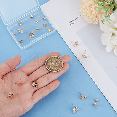 10Pcs Brass Cubic Zirconia Stud Earring Findings KK-DR0001-21-1