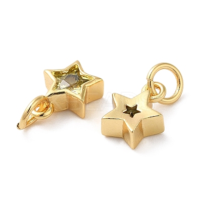 Brass Cubic Zirconia Charms FIND-Z005-02A-1