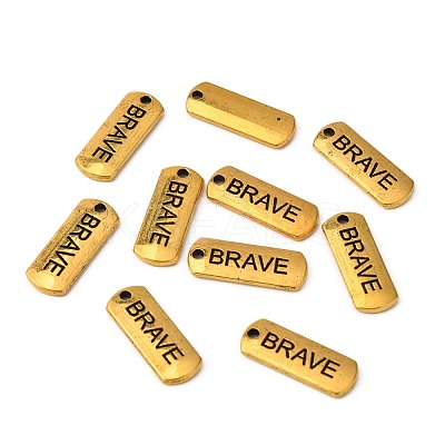 Tibetan Style Alloy Rectangle with Word Brave Pendants TIBEP-Q043-061AG-RS-1