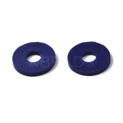Flat Round Handmade Polymer Clay Beads CLAY-R067-10mm-35-1