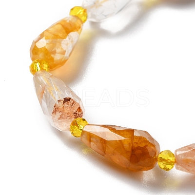 Natural Yellow Hematoid Quartz/Golden Healer Quartz Beads Strands G-B028-A08-1