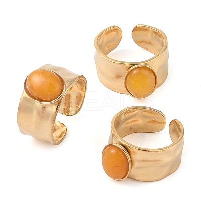 Oval Natural Agate Finger Rings RJEW-Z057-12G-04-1