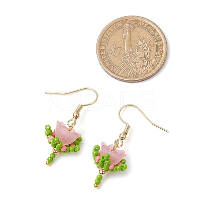 Flower Handmade Glass Seed Beads & Acrylic Beads Dangle Earrings EJEW-MZ00359-1