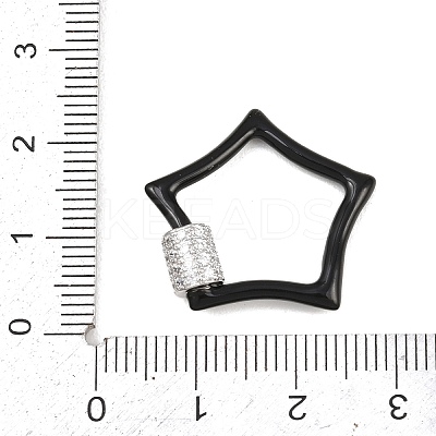 Star Brass Micro Pave Clear Cubic Zirconia Screw Carabiner Clasps KK-B167-01C-P-1