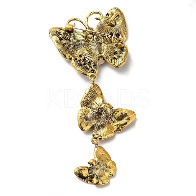 Creative Long Alloy Triple Butterfly Brooch PW-WG59366-02-1