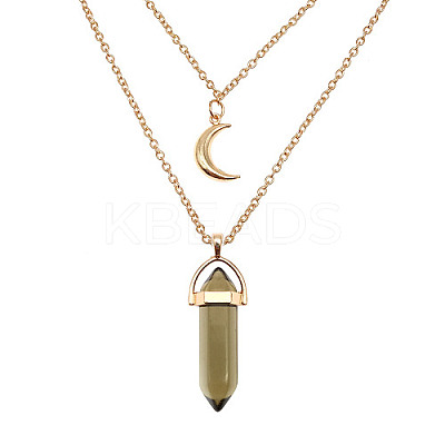Dyed Natural Jasper Cone Pendant Double Layer Necklace UX9990-10-1