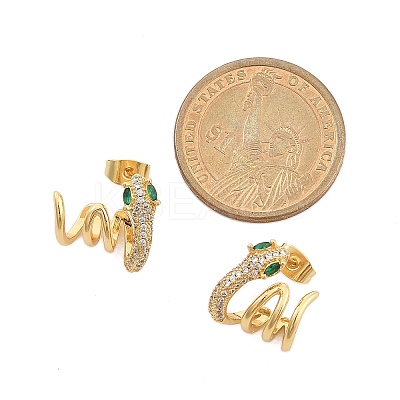 Brass Micro Pave Cubic Zirconia Stud Earrings for Women LS-EJEW-F352-03G-1