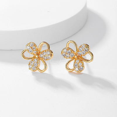 Elegant Clover Brass Stud Earrings ZM7919-1