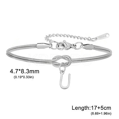 304 Stainless Steel Initial Charm Bracelets FS-WGD8E41-47-1