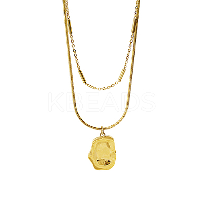 304 Stainless Steel Round Snake & Link Chains Double Layer Necklaces LK2067-1-1