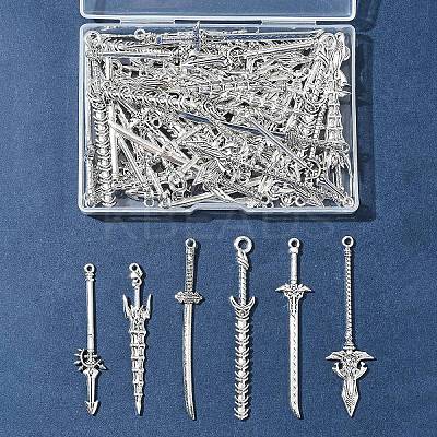 60Pcs 6 Styles Tibetan Style Alloy Big Pendants TIBEP-FS0001-25-1