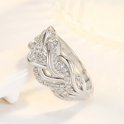 Brass Micro Pave Cubic Zirconia Finger Rings FS-WG45EDE-02-1