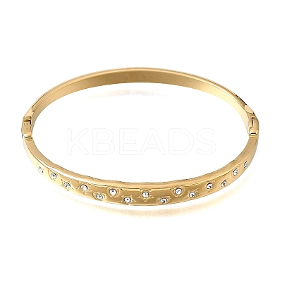 304 Stainless Steel Crystal Rhinestone Hinged Cuff Bangles for Women SA-CBAF851-05G-1