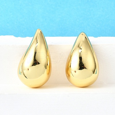 Rack Plating Brass Twist Teardrop Stud Earrings for Women EJEW-K247-02G-1