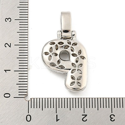 Brass Micro Pave Clear Cubic Zirconia Pendants KK-B099-01P-P-1