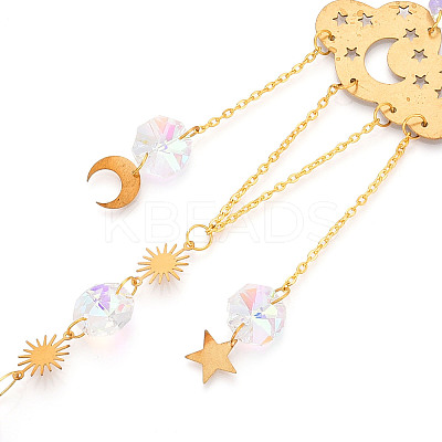 Faceted Glass Sun Catcher Pendant Decorations AJEW-A037-12G-1