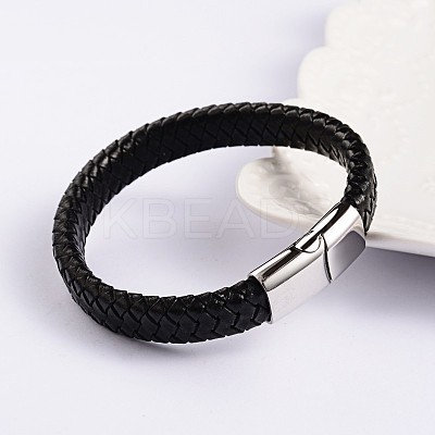 Trendy Leather Braided Cord Bracelets BJEW-P128-06C-1