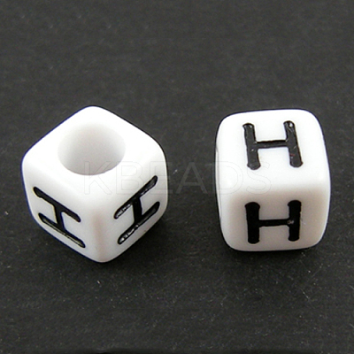 Letter Acrylic European Large Hole Beads X-OPDL-R050-10mm-H-1
