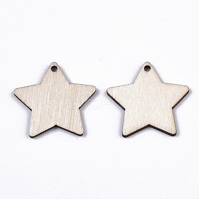 Unfinished Natural Poplar Wood Pendants WOOD-S045-107-1