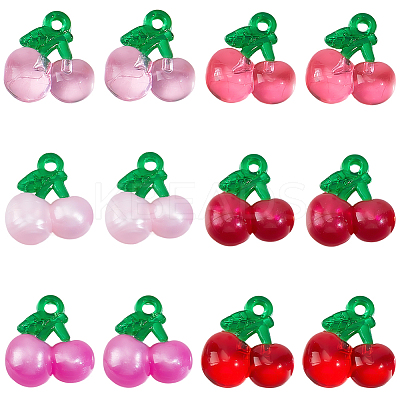 48Pcs 6 Colors Transparent Resin Pendants RESI-SC0036-63A-1