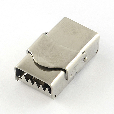Non-Tarnish Smooth Surface 201 Stainless Steel Watch Band Clasps X-STAS-R063-85-1