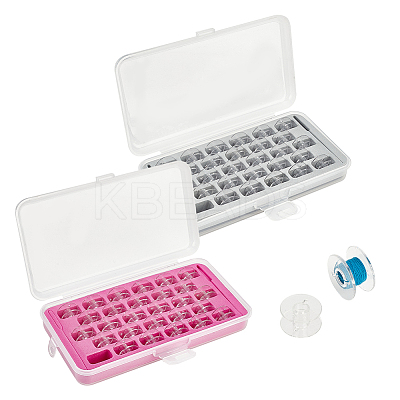 2 Sets 2 Color 28 Grid Plastic Sewing and Embroidery Bobbins Storage Box TOOL-BC0002-23-1