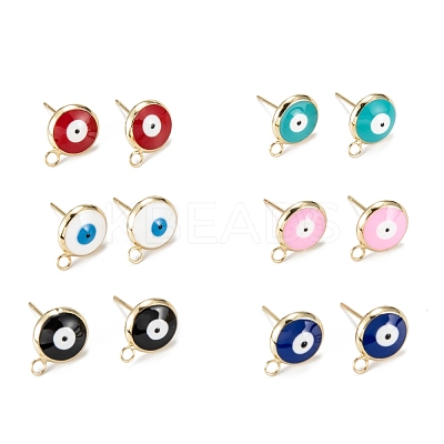 Eco-Friendly Brass Enamel Stud Earring Findings KK-H761-02G-1