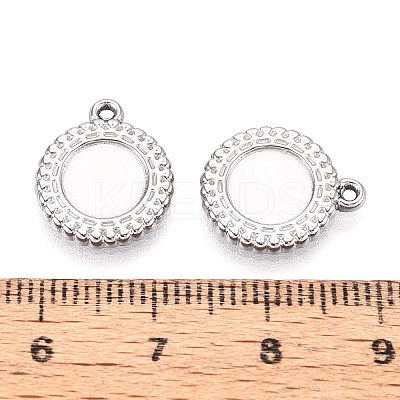 304 Stainless Steel Pendant Cabochon Settings STAS-T067-09P-1