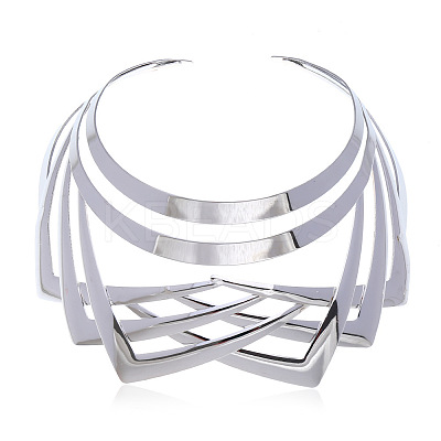 Iron Geometric Multi-Layer Cuff Statement Necklaces for Women WG85588-02-1
