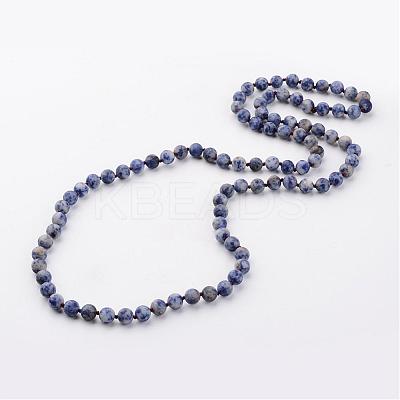 Natural Blue Spot Jasper Necklaces NJEW-D264-14-1