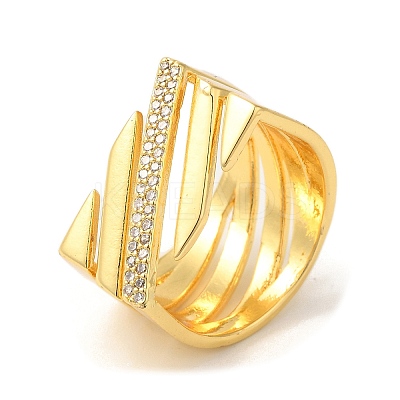 Brass Micro Pave Clear Cubic Zirconia Finger Rings RJEW-U008-30G-1