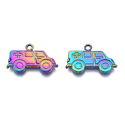 Rack Plating Rainbow Color Alloy Pendants PALLOY-S180-317-1