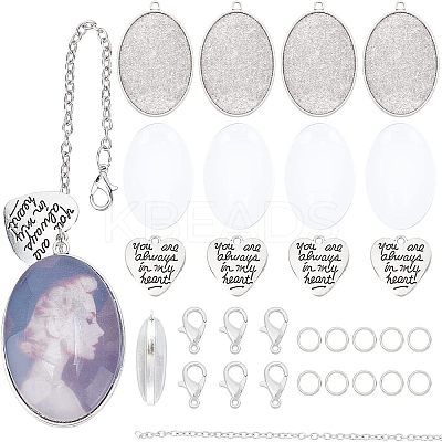 DIY Oval Photo Pendant Necklace Making Kit DIY-FH0004-62-1