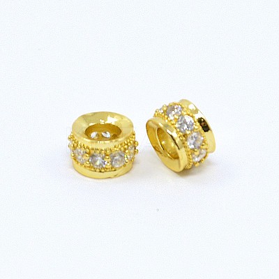 Brass Cubic Zirconia Beads ZIRC-F001-107G-1