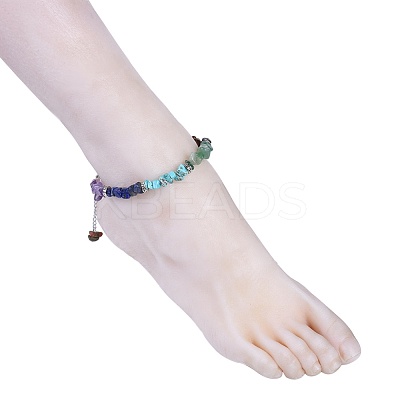 Chakra Jewelry Natural & Synthetic Gemstone Chip Anklets AJEW-AN00269-1