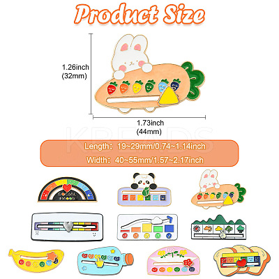 10Pcs 10 Styles Mood Social Battery Sliding Enamel Pins JEWB-CJ0001-52-1