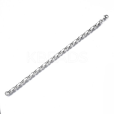 Non-Tarnish 201 Stainless Steel Byzantine Chain Bracelets BJEW-S057-80-1
