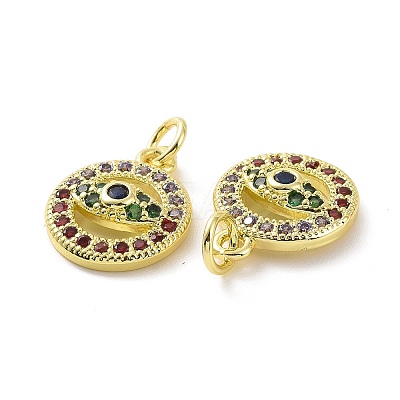 Brass Micro Pave Colorful Cubic Zirconia Pendants KK-E068-VF080-1