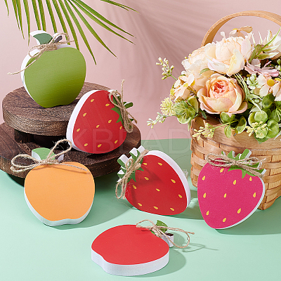 6Pcs Wood Fruits Figurines AJEW-GA00022-1