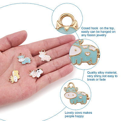32Pcs 4 Style Alloy Enamel Pendants ENAM-BT0001-14-1