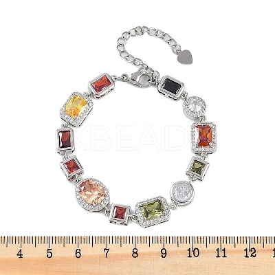 Brass Micro Pave Clear Cubic Zirconia Bracelets for Women BJEW-M047-04P-1