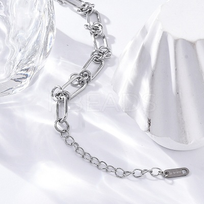 304 Stainless Steel Paperclip Chain Bracelets for Women LS-BJEW-P347-03P-1
