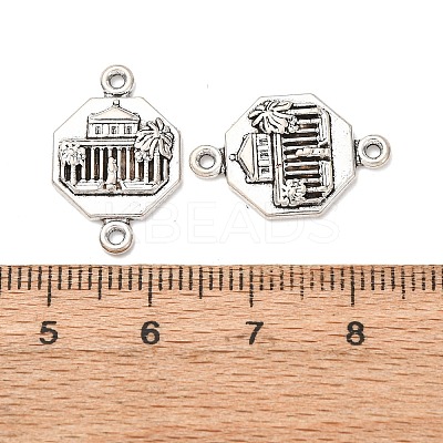 Tibetan Style Alloy Octagon with Church Connector Charms FIND-Z099-16AS-03-1