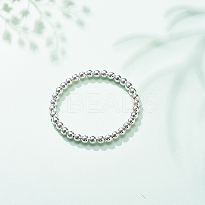 Synthetic Hematite Round Beaded Stretch Bracelet BJEW-JB08582-02-1