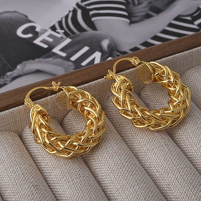 Brass Hoop Earring for Women LS-EJEW-L288-002G-1