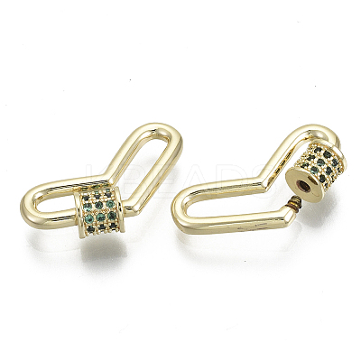 Brass Micro Pave Cubic Zirconia Screw Carabiner Lock Charms KK-R136-066A-NF-1