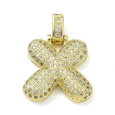 Brass Micro Pave Clear Cubic Zirconia Pendants KK-M279-01G-X-1