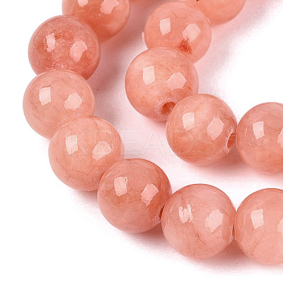 Natural Dyed Yellow Jade Gemstone Bead Strands X-G-R271-8mm-Y31-1